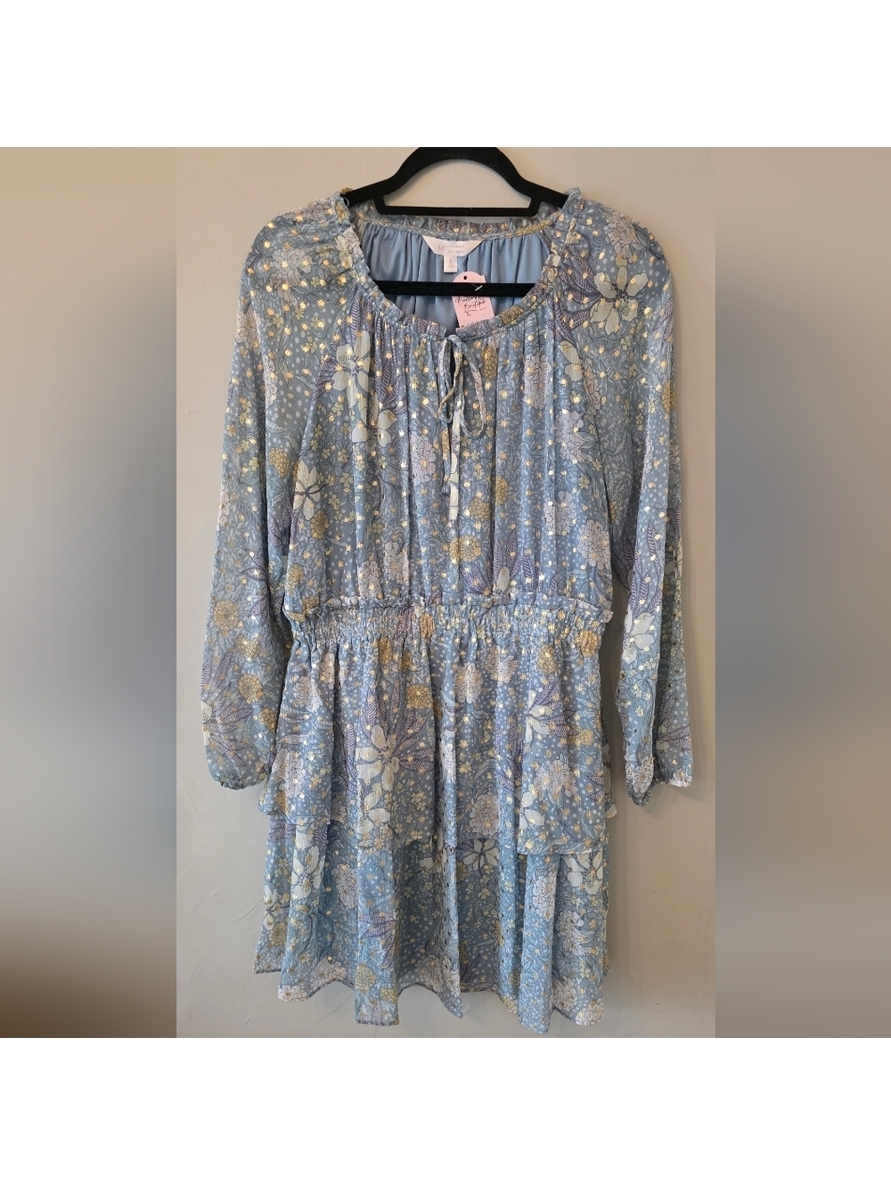 LC Lauren Conrad Light Blue and Gold Dress